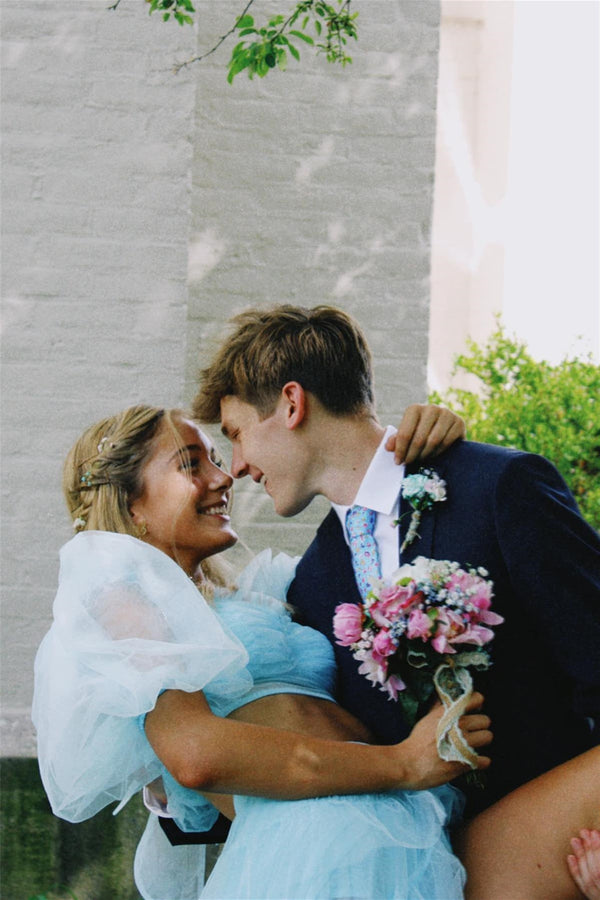 Luolandi A Line Tow-Piece Tulle Prom Dress with Slit Solid Color Evening Dress Party Dress