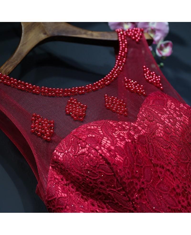 Luolandi Mermaid Formal Lace Sleeveless Long Prom Dresses Elegant Burgundy Evening Dress