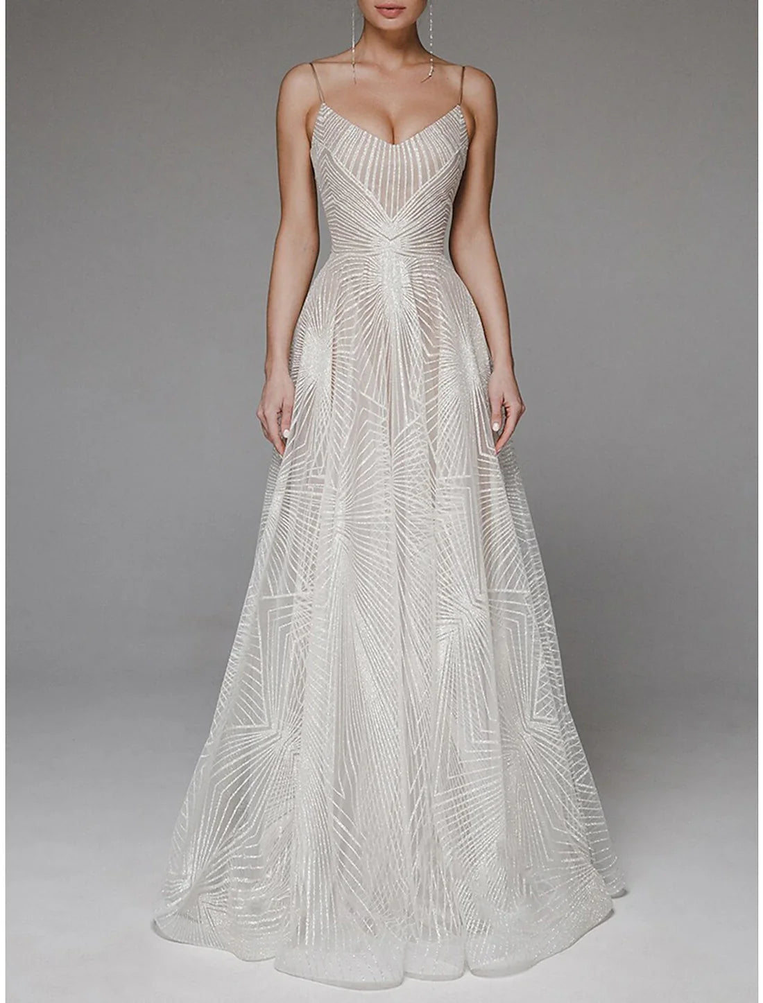 Luolandi A-Line Prom Dresses Sexy Dress Wedding Guest Engagement Floor Length Sleeveless Spaghetti Strap Tulle Backless Evening Dress