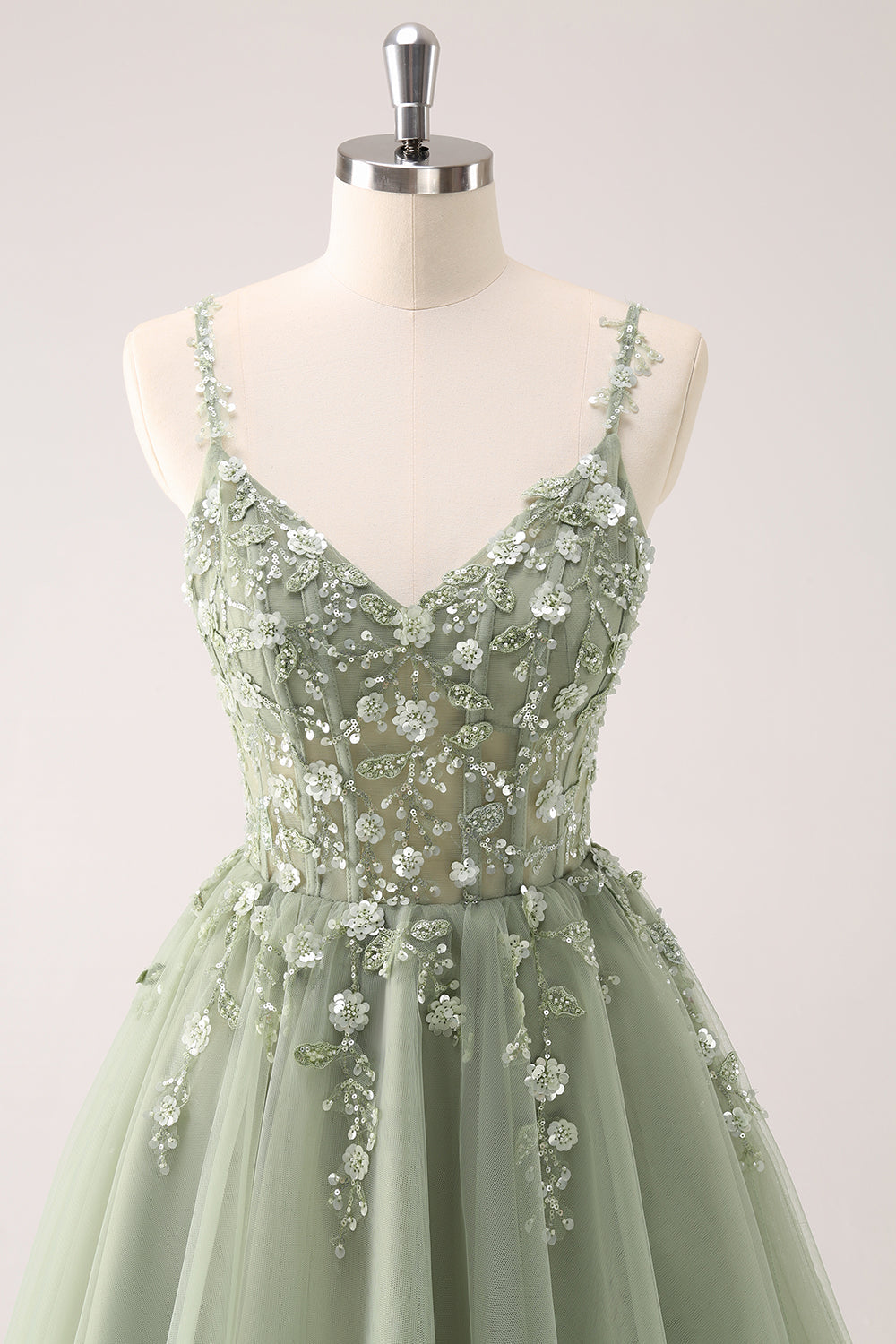 Luolandi Royal Blue A Line Spaghetti Straps Tulle Corset Sequins Homecoming Dress with Appliques Short