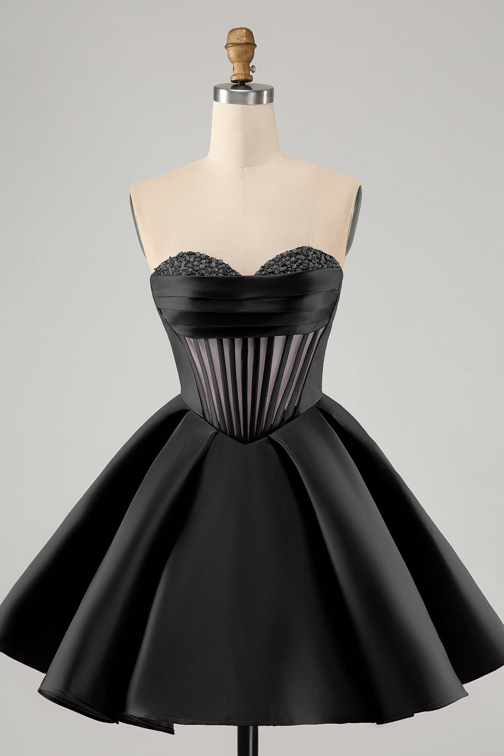 Luolandi Cute A Line Sweetheart Corset Short Homecoming Dress with Beading Party Dress