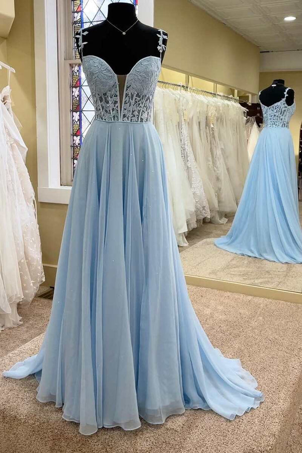 Luolandi Off-the-Shoulder A-line Princess Prom Gown Prom Dress with Appliques And Slit