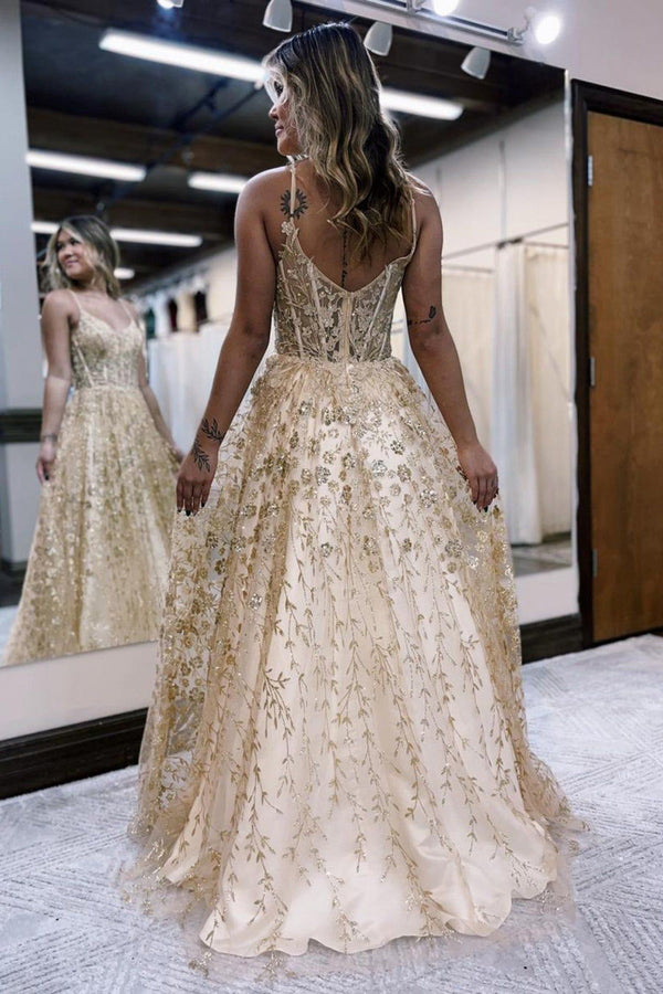 Luolandi A Line Spaghetti Straps Lilac Corset Prom Dress with Appliques Beautiful