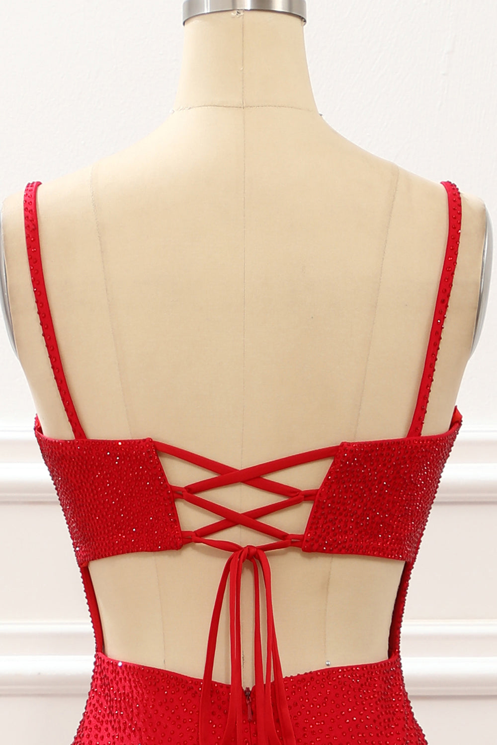 Luolandi Red Mermaid Long Prom Dress With Beading Sexy Evening Dress With Slit