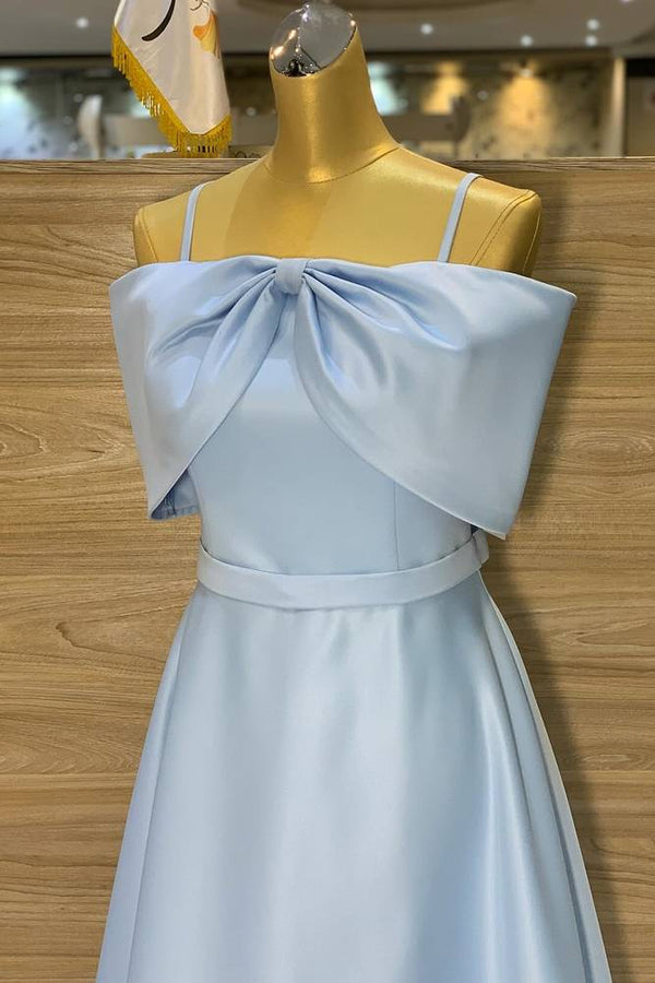 Luolandi Sky Blue Spaghetti Straps A-Line Homecoming Dress Solid Color Short Party Dress