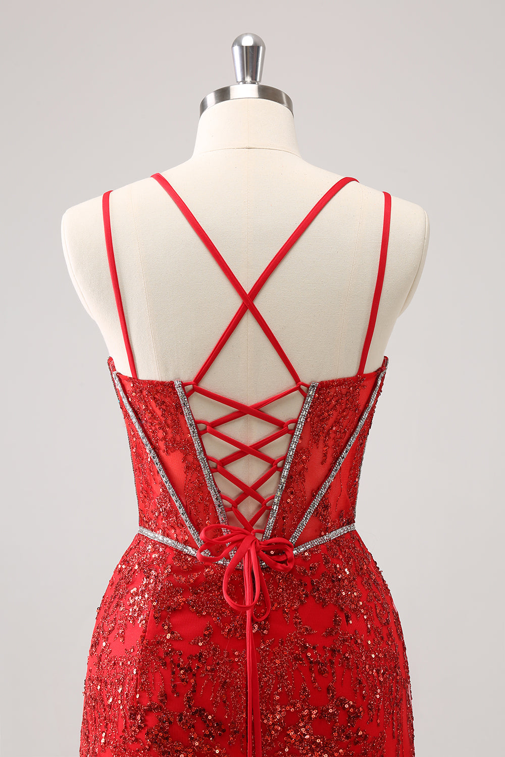 Luolandi Glitter Dark Green Corset Spaghetti Straps Short Tight Homecoming Dresses Sparkly Party Dress