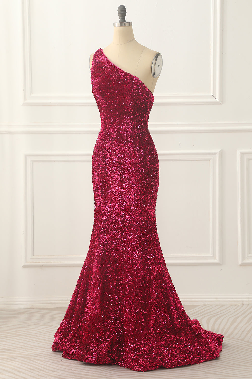 Luolandi Sequin Long Prom Dress One Shoulder Sparkly Evening Dress Floor Length