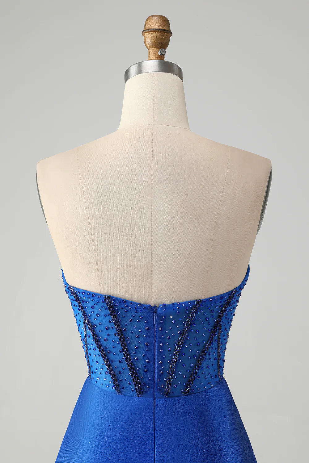 Luolandi Royal Blue Bodycon Strapless Short Homecoming Dress With Beading Sexy Party Dress