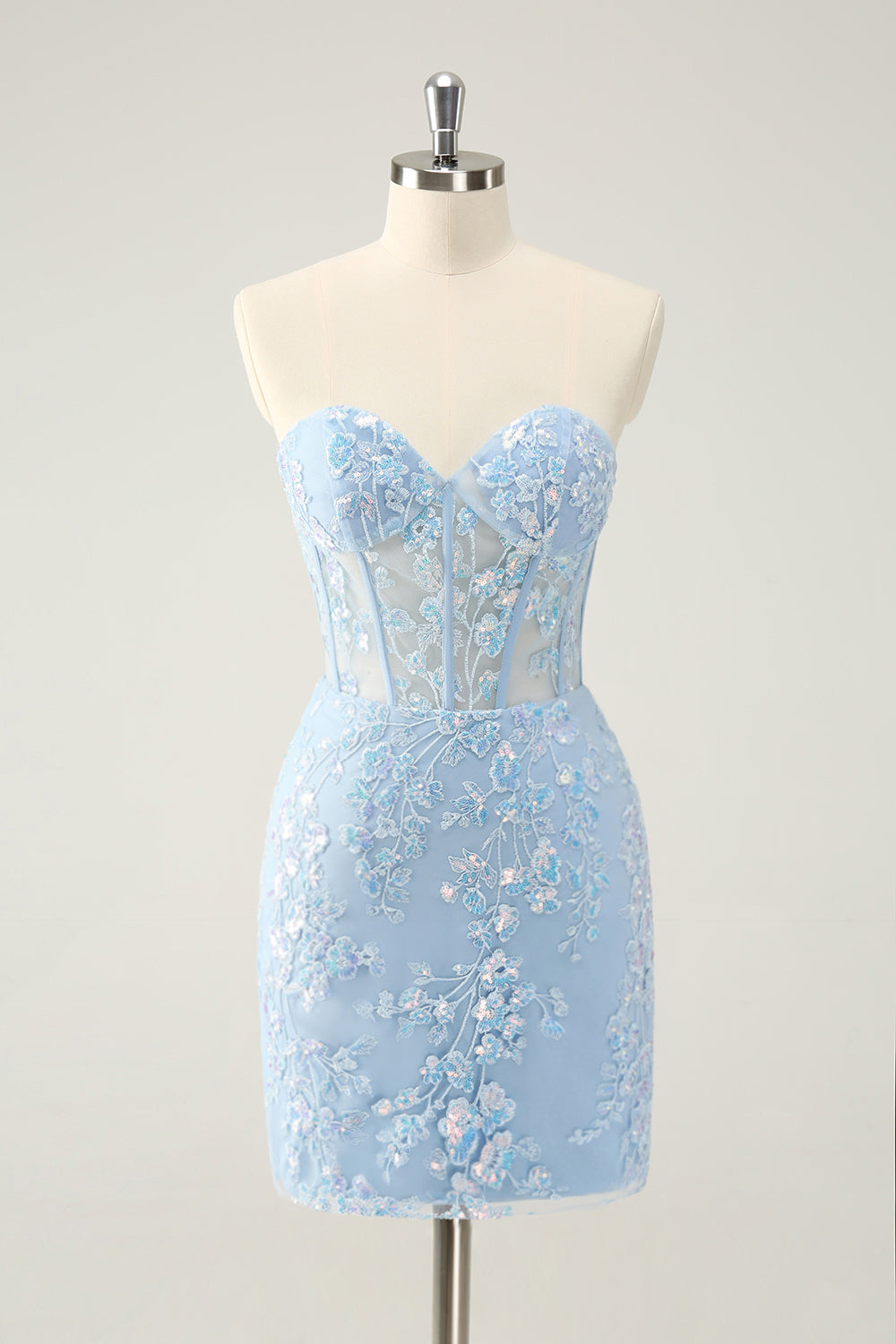 Luolandi Classy Fuchsia Bodycon Strapless Corset Short Homecoming Dress with Sequins Off Shoulder Party Dress