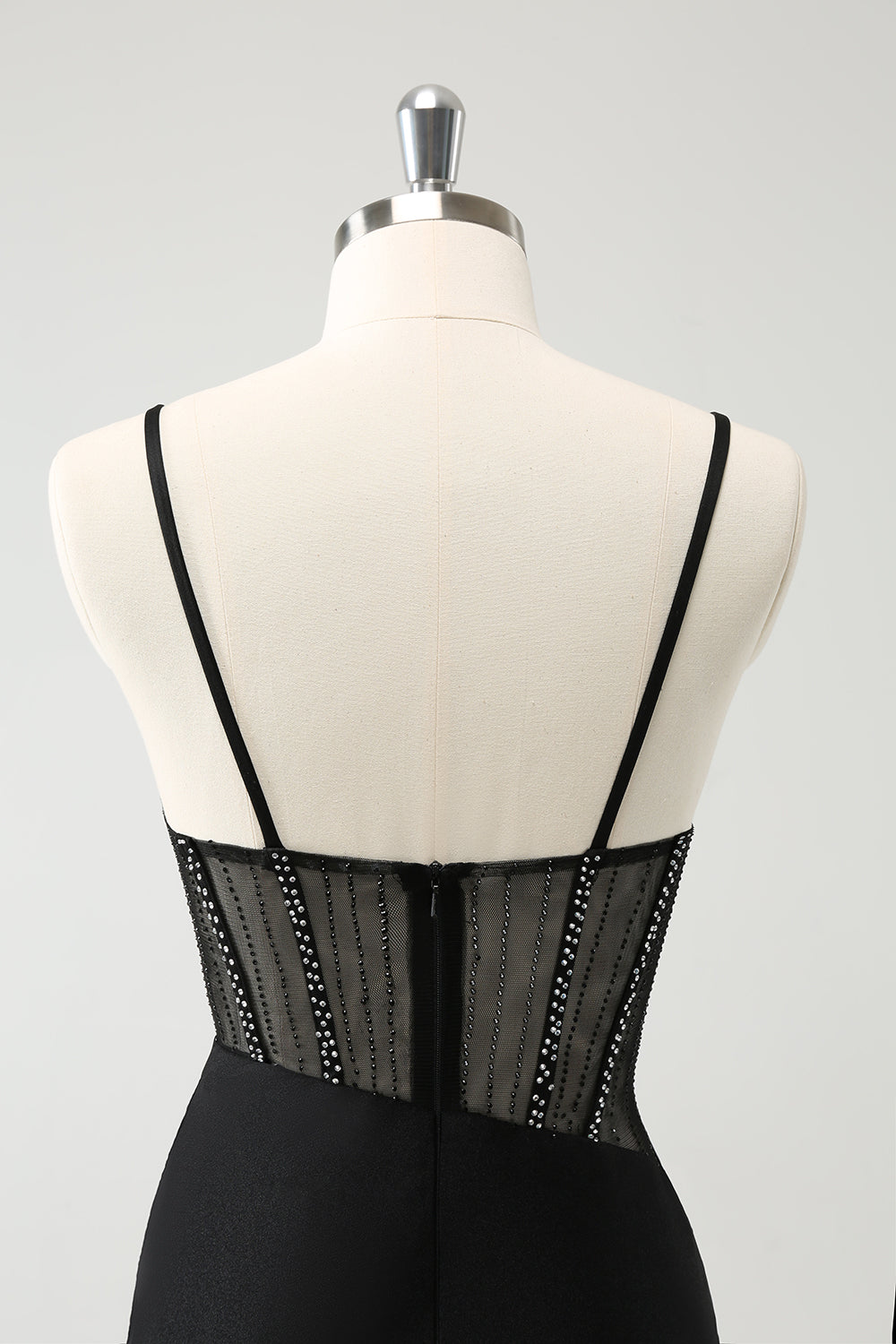 Luolandi Glitter Black Tight Short Spaghetti Straps Corset Homecoming Dresses Sexy Party Dress