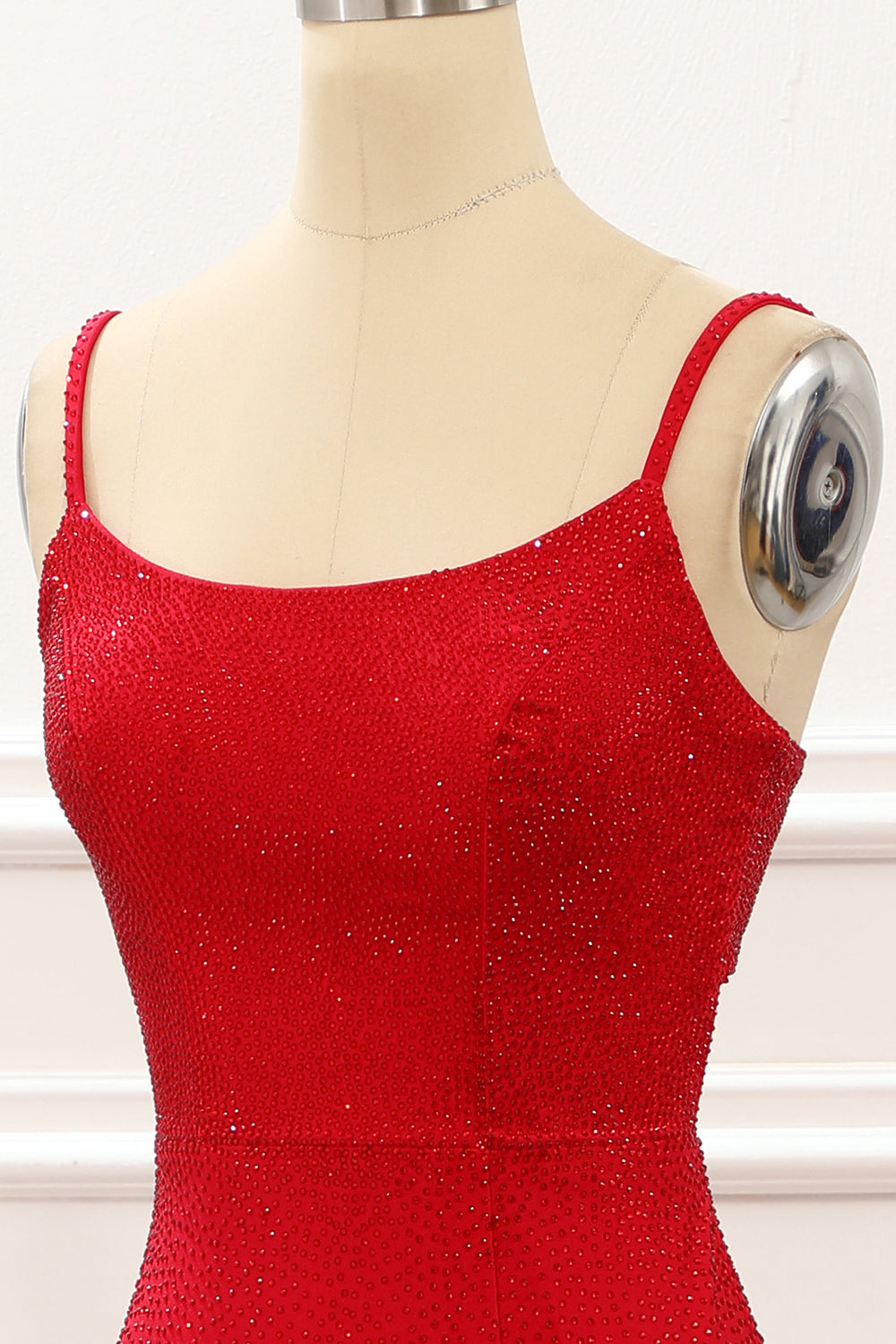 Luolandi Red Mermaid Long Prom Dress With Beading Sexy Evening Dress With Slit