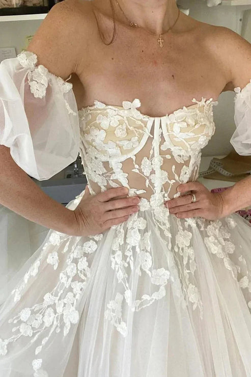 Luolandi Princess A Line Off the Shoulder Wedding Dress with Appliques Beautiful