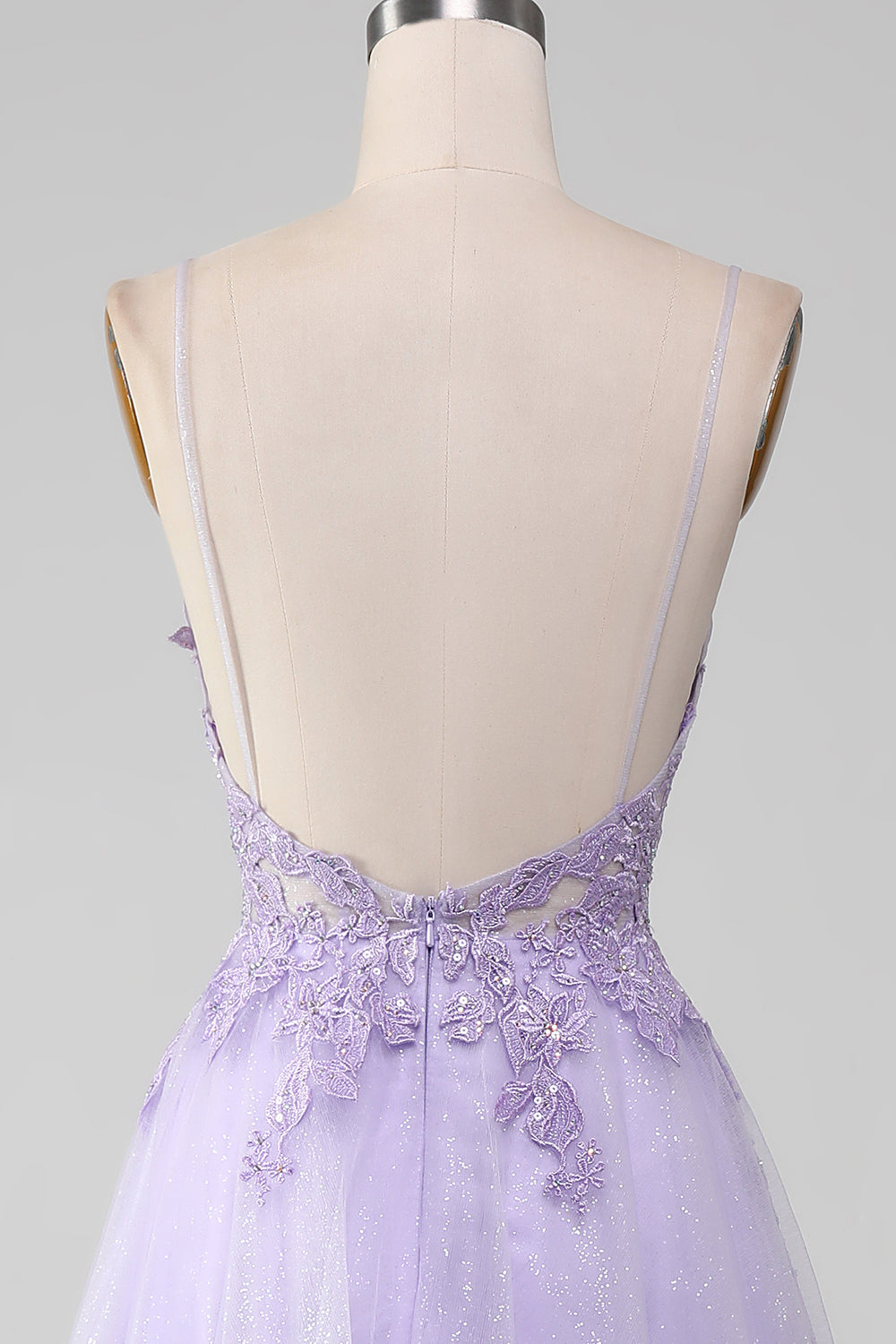 Luolandi Light Purple A-Line Spaghetti Straps Long Prom Dress With Beading Elegant