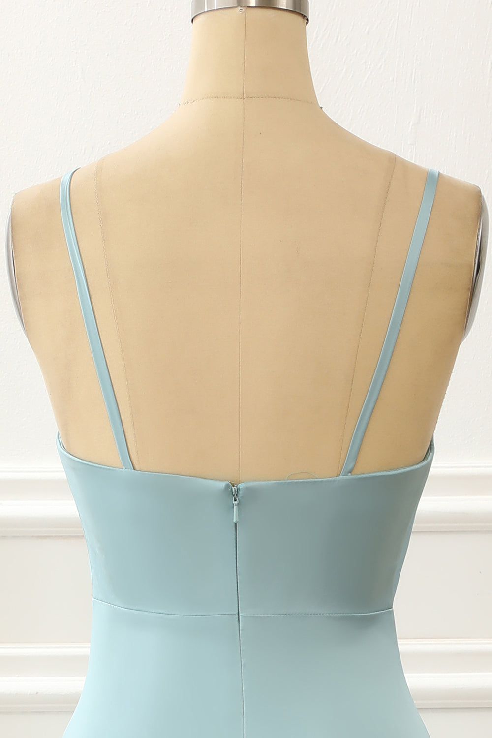 Luolandi Satin Spaghetti Straps Blue Simple Prom Dress Bridesmaid Dress Party Dress