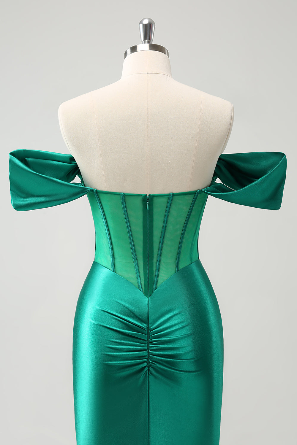 Luolandi Glitter Green Tight Off the shoulder Corset Homecoming Dress with Beading Sexy Party Dress