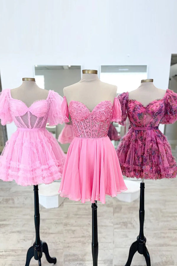 Luolandi A Line Lace Off the Shoulder Homecoming Dress with Appliques Beautiful