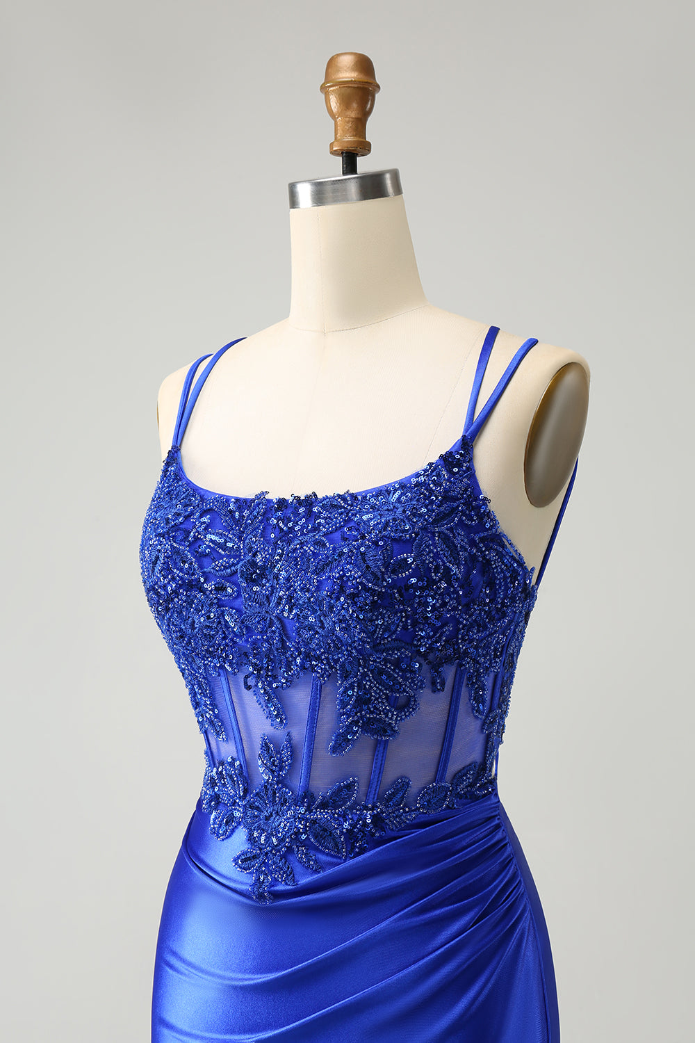 Luolandi Sparkly Royal Blue Beading Corset Homecoming Dress Short Party Dress