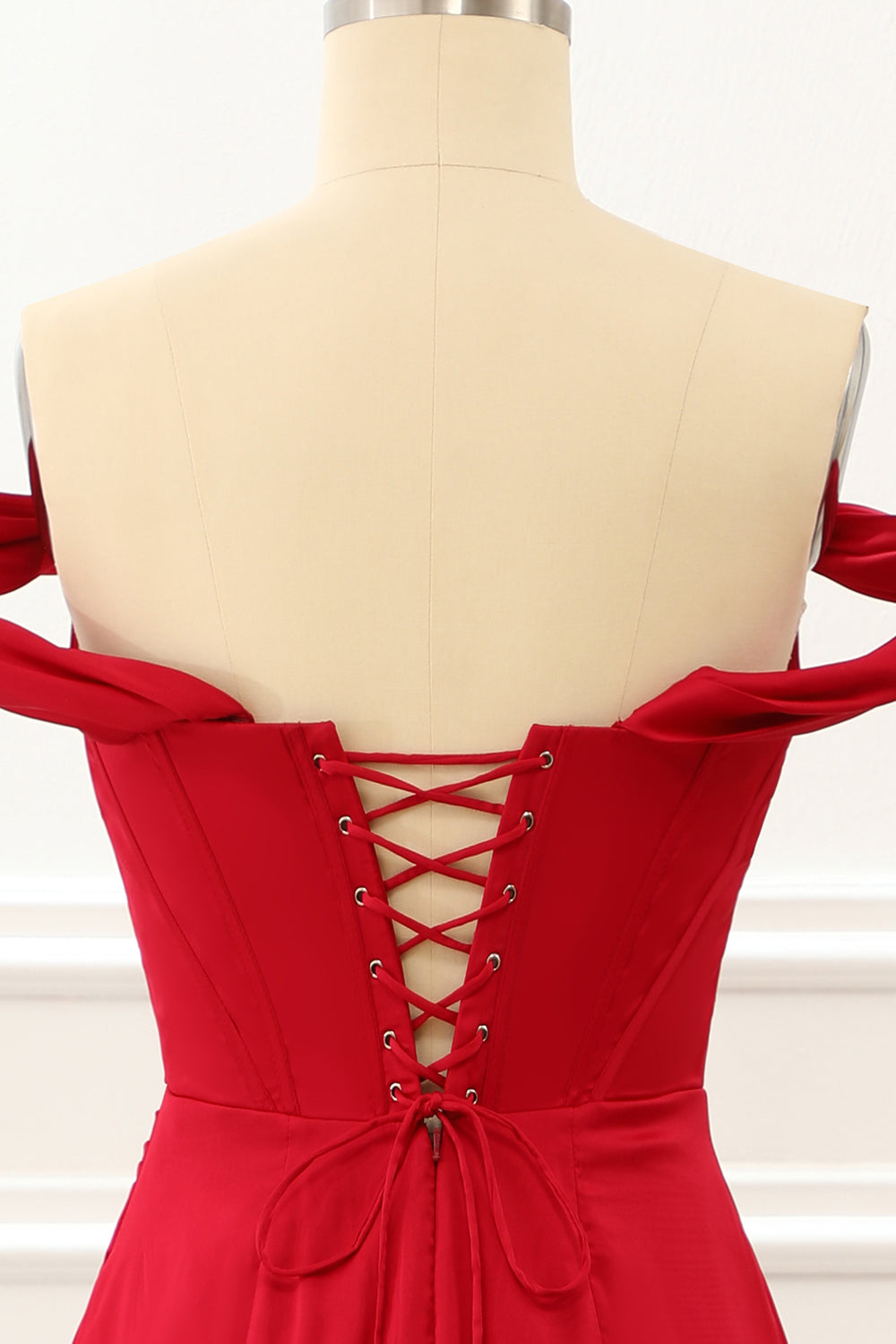 Luolandi Off The Shoulder Ruffles Burgundy Prom Dress With Slit Sexy Evening Dress