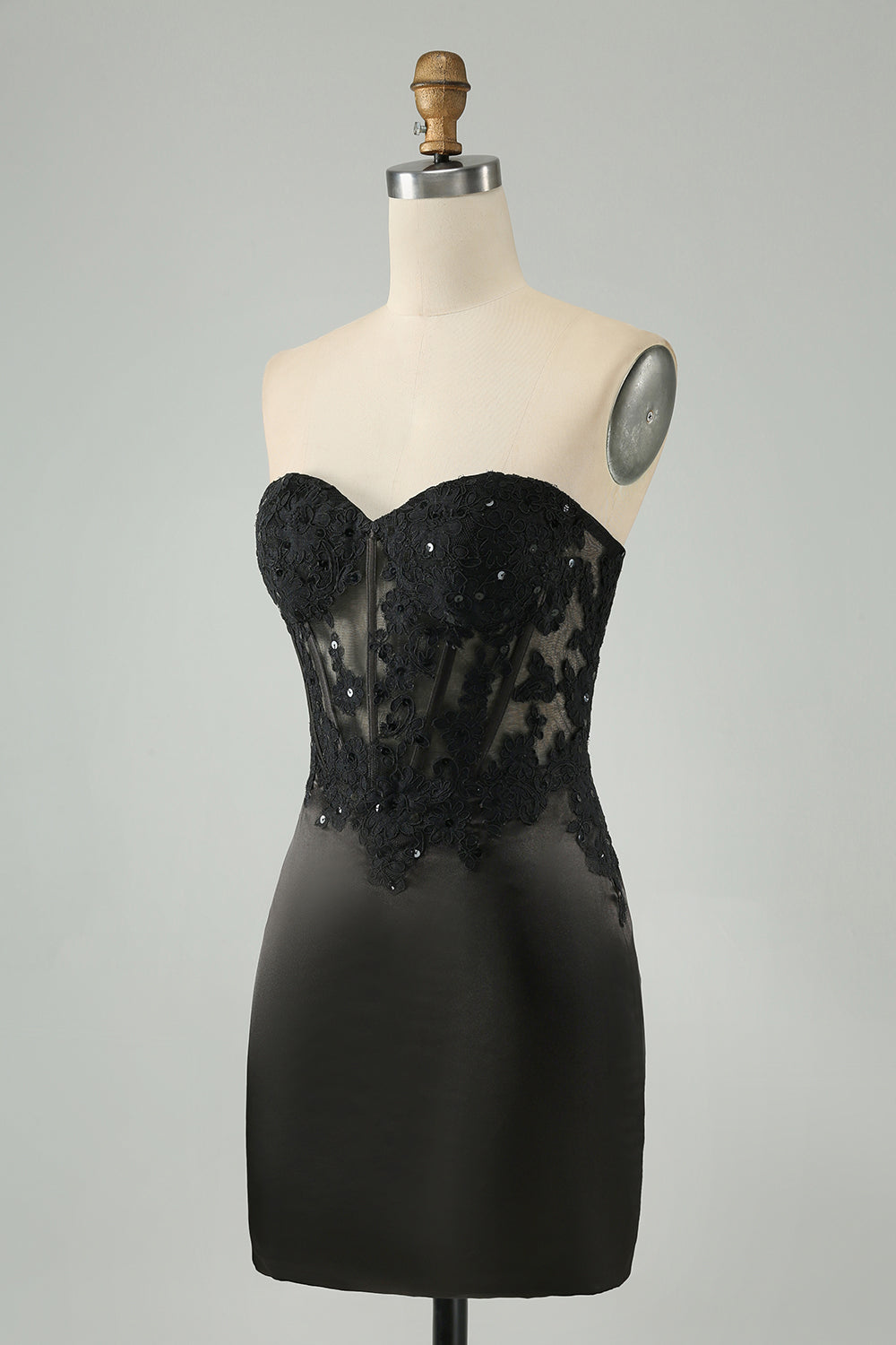 Luolandi Sparkly Black Bodycon Sweetheart Corset Homecoming Dress With Appliques Sexy Party Dress