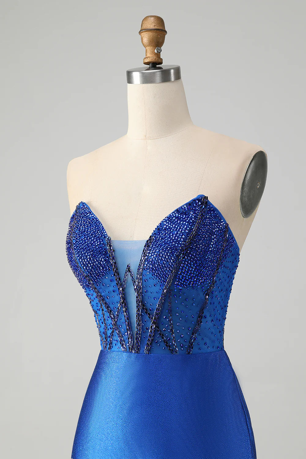 Luolandi Royal Blue Bodycon Strapless Short Homecoming Dress With Beading Sexy Party Dress