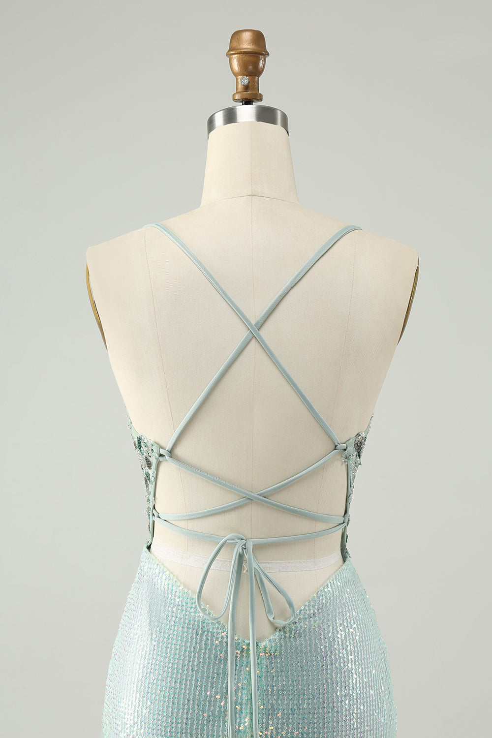 Luolandi Glitter Tight Sequins V Neck Spaghetti Straps Homecoming Dress Sparkly Party Dress