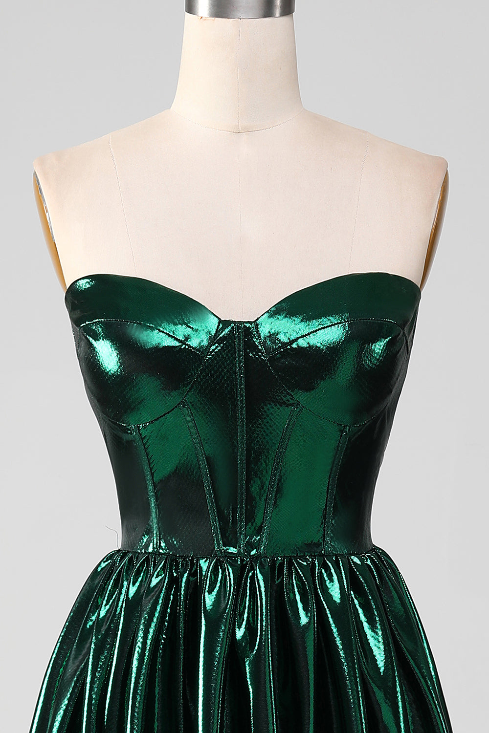 Luolandi Glitter Dark Green Corset Metallic Long Prom Dress Off Shoulder Sexy Evening Dress