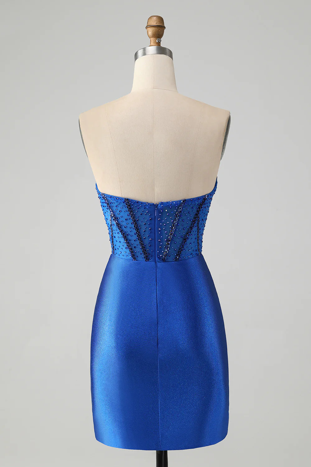 Luolandi Royal Blue Bodycon Strapless Short Homecoming Dress With Beading Sexy Party Dress