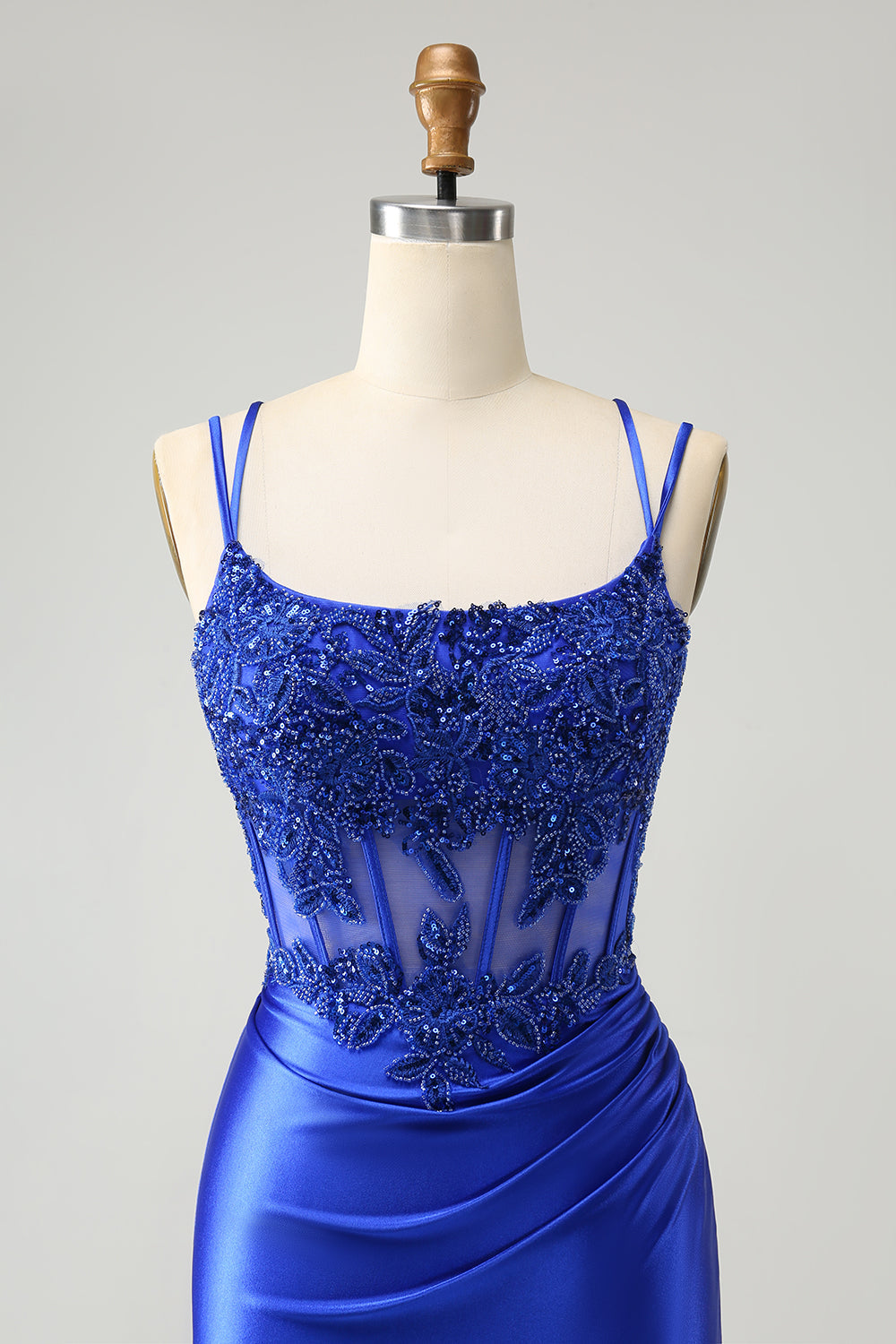 Luolandi Sparkly Royal Blue Beading Corset Homecoming Dress Short Party Dress