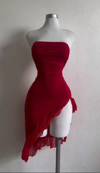 Luolandi Dress Red Prom Dress Short Birthday Outfits Homecoming Dress Simple Party Dress