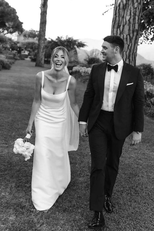 Luolandi Simple Mermaid Square Neck Satin Wedding Dresses Long Sexy