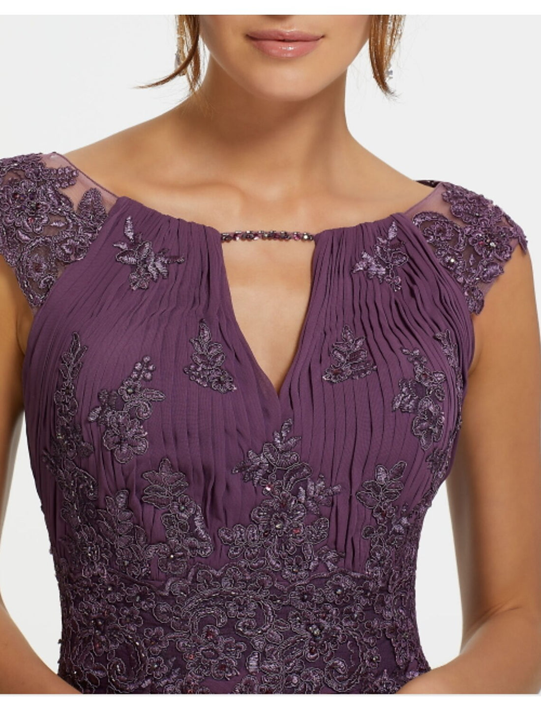 Luolandi Elegant Wedding Guest Formal Evening Dress Jewel Neck Sleeveless Floor Length Chiffon with Appliques Mother of the Bride Dress