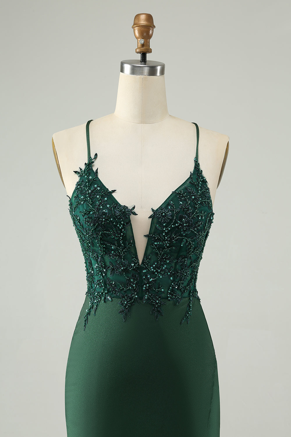 Luolandi Glitter Dark Green Tight V Neck Beaded Homecoming Dress Sexy Party Dress