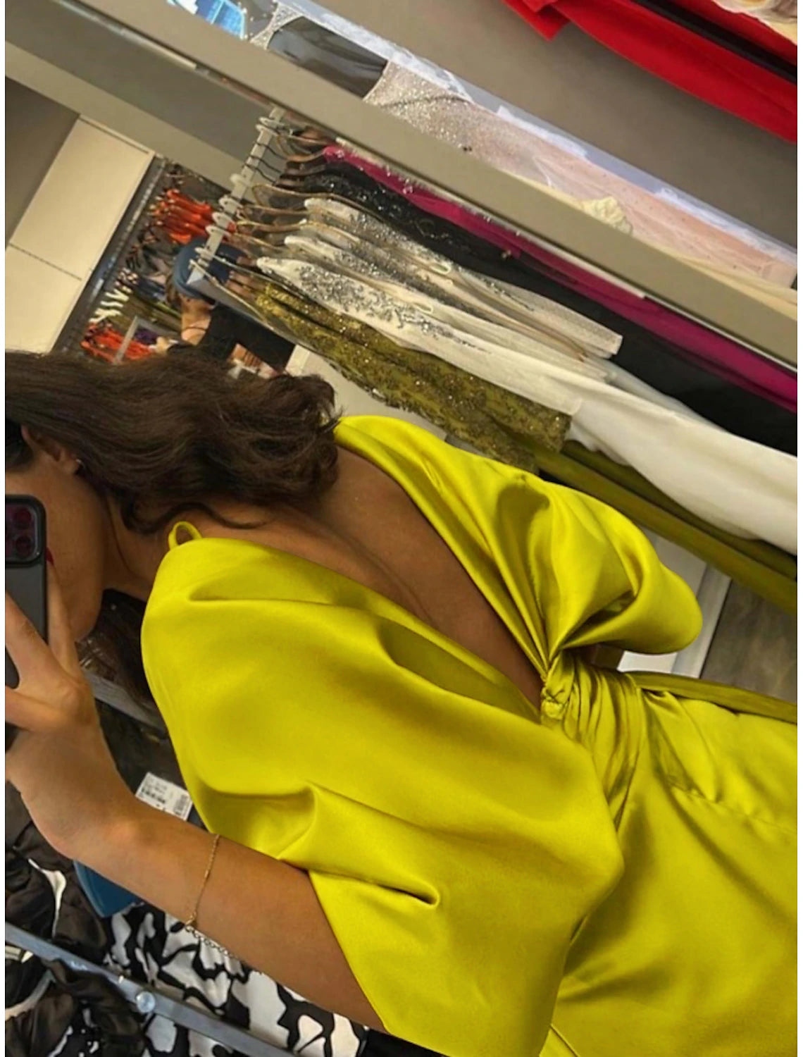 Luolandi Sheath / Column Evening Gown Elegant Dress Formal Sweep / Brush Train Half Sleeve V Neck Satin with Pleats Ruched Crystals Beautiful