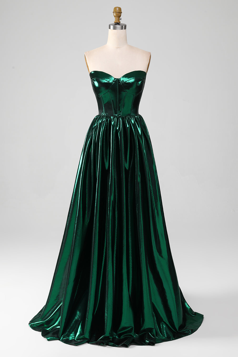 Luolandi Glitter Dark Green Corset Metallic Long Prom Dress Off Shoulder Sexy Evening Dress