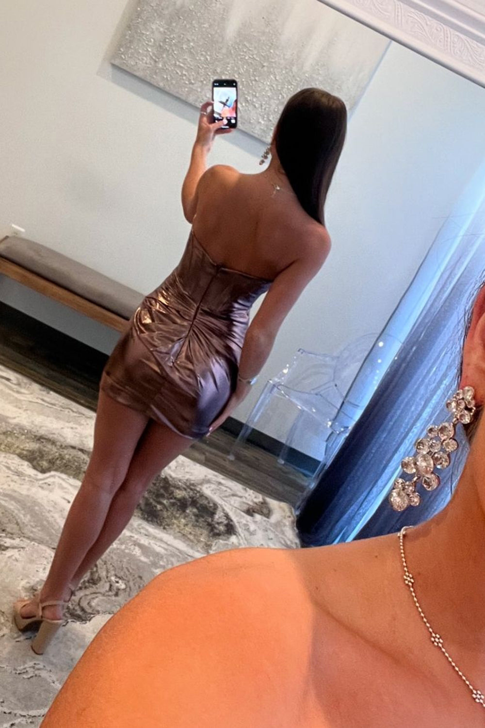 Luolandi Hollow Out Sweetheart Dark Purple Tight Homecoming Dress Sexy Party Dress