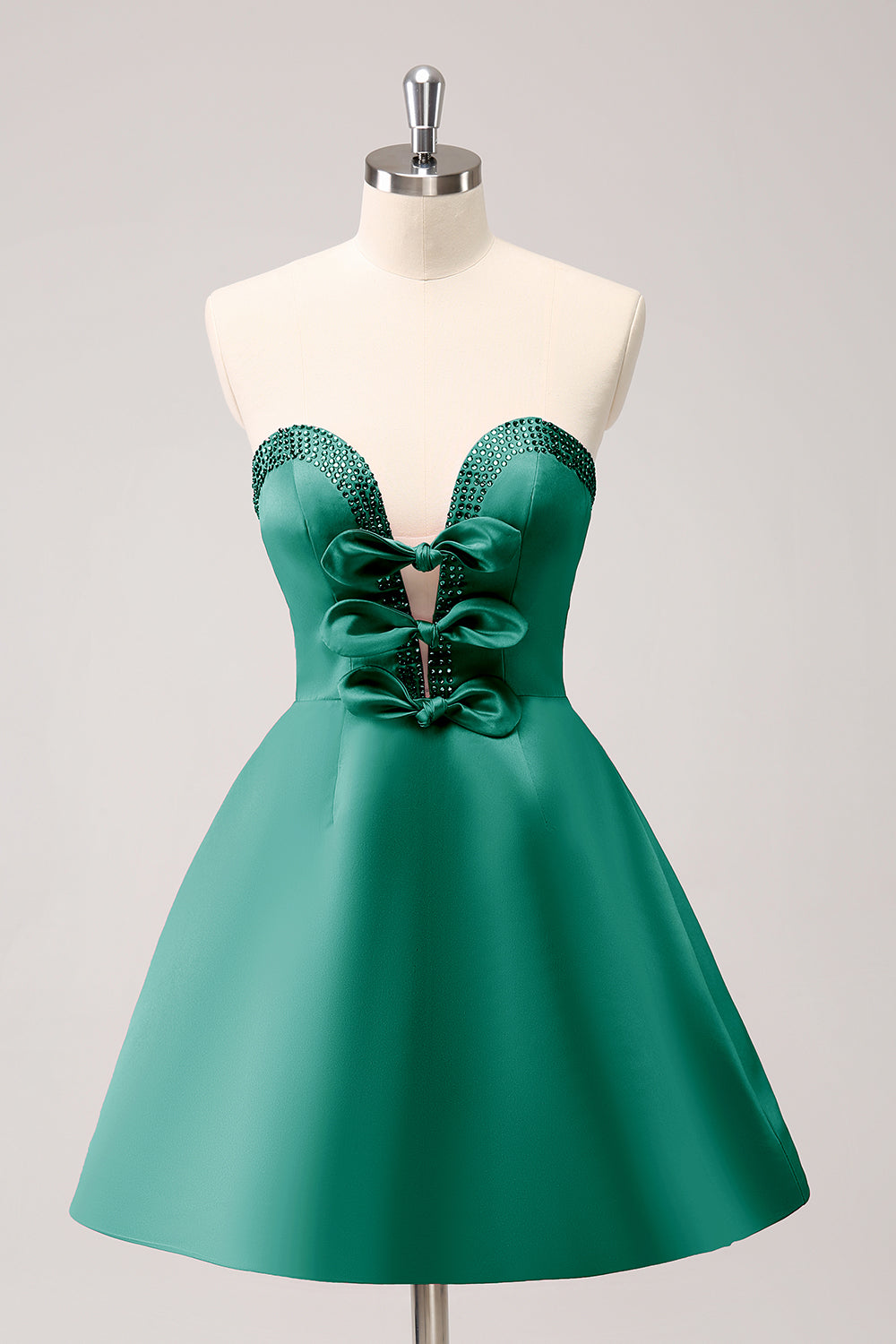 Luolandi Sparkly Fuchsia A Line Beaded Strapless Homecoming Dress With Bows Party Dress