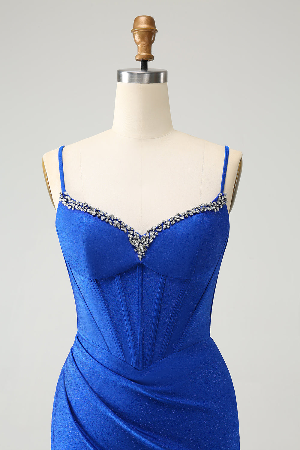 Luolandi Blue Sparkly Tight Corset Spaghetti Straps Homecoming Dress Short Party Dress