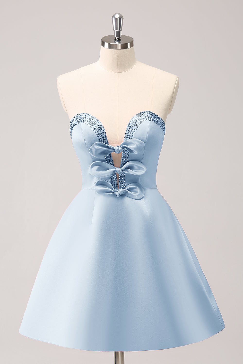 Luolandi Sparkly Fuchsia A Line Beaded Strapless Homecoming Dress With Bows Party Dress