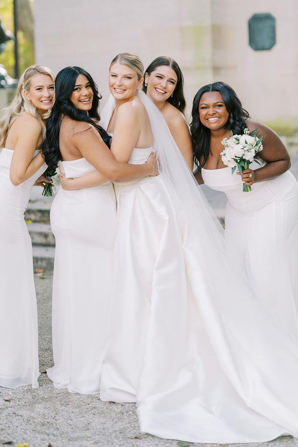 Luolandi Elegant A-Line One Shoulder Satin Wedding Dresses Beautiful