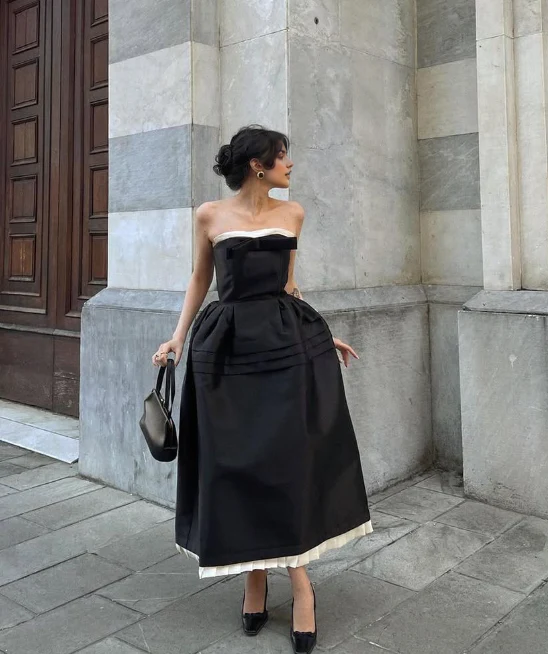 Luolandi Elegant A Line Strapless Long Prom Dress Charming Evening Party Dress Beautiful Women's Dresses