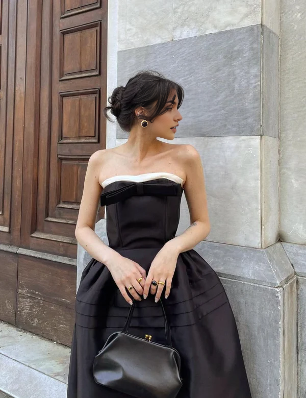 Luolandi Elegant A Line Strapless Long Prom Dress Charming Evening Party Dress Beautiful Women's Dresses