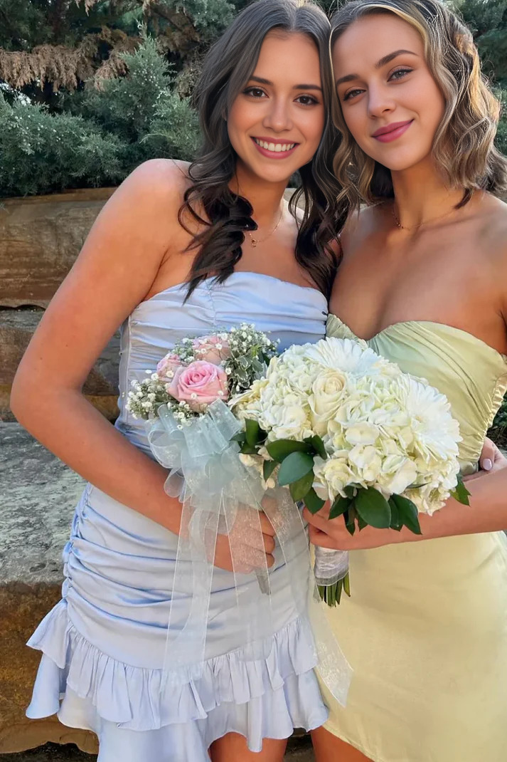 Luolandi Sweetheart Ruffles Short Prom Dress Charming Homecoming Dress Lovely Graduation Dress Cute Birthday Party Dress