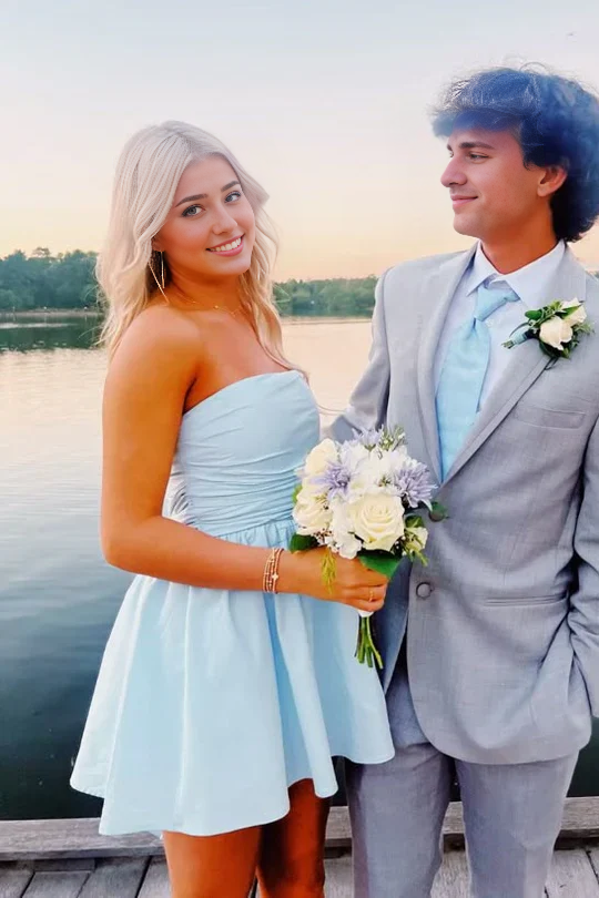 Luolandi Sweetheart A-Line Strapless Sleeveless Short Prom Dress Charming Homecoming Dress Lovely Graduation Dress Cute Birthday Party Dress