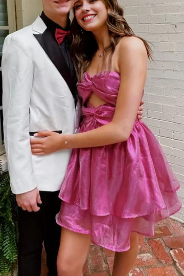 Luolandi Sweetheart A-Line Strapless Sleeveless Short Prom Dress Charming Homecoming Dress Lovely Graduation Dress Cute Birthday Party Dress