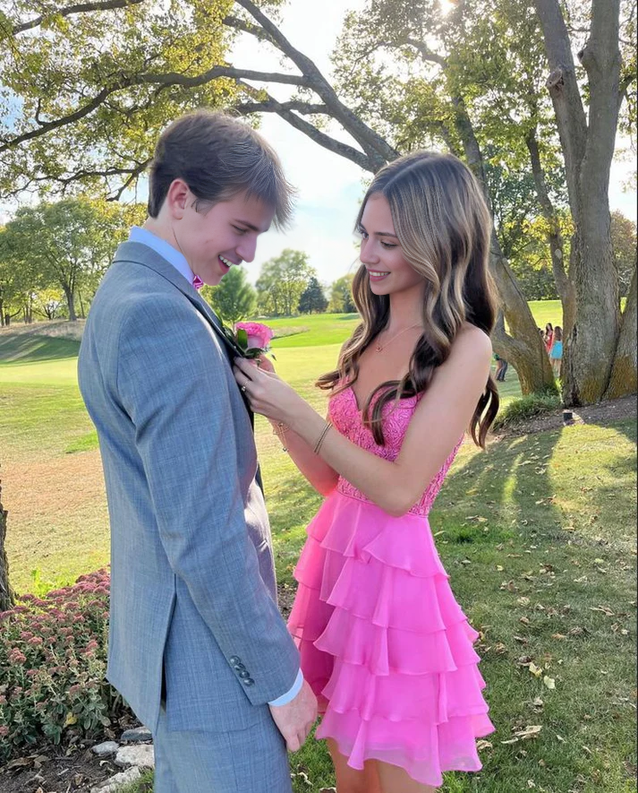 Luolandi Sweetheart A Line Layered Short Prom Dress Charming Homecoming Dress Lovely Graduation Dress Cute Birthday Party Dress