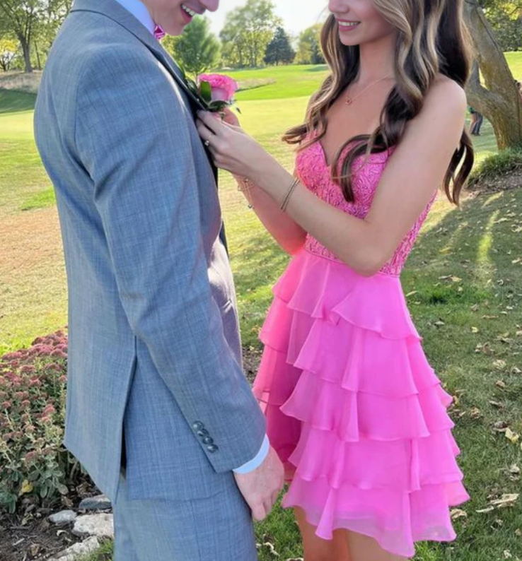 Luolandi Sweetheart A Line Layered Short Prom Dress Charming Homecoming Dress Lovely Graduation Dress Cute Birthday Party Dress