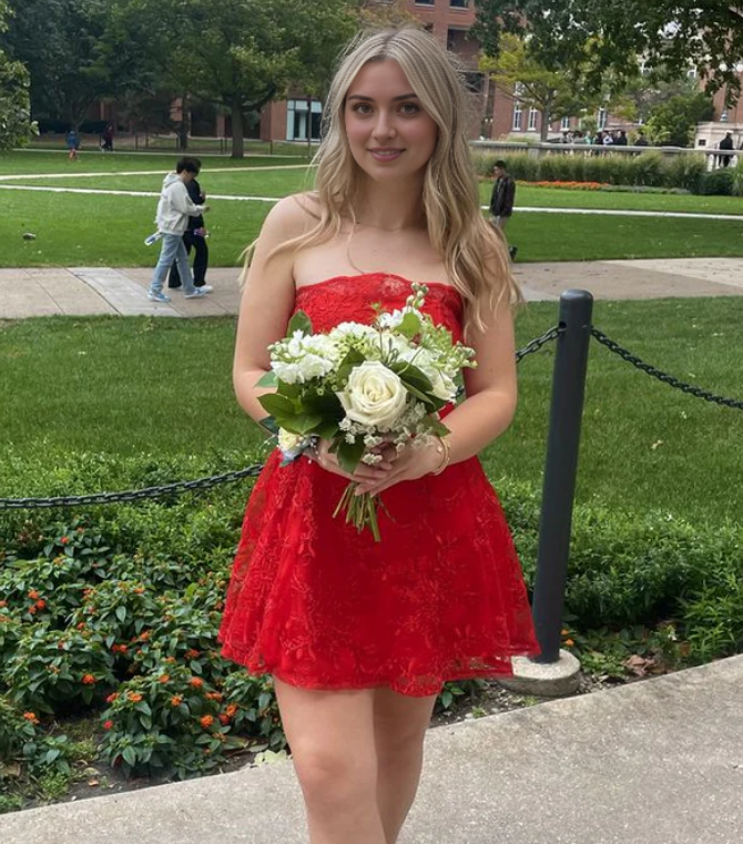 Luolandi Sweetheart Lace A Line Short Prom Dress Cute Homecoming Dress Lovely Graduation Dress Mini Birthday Party Dress