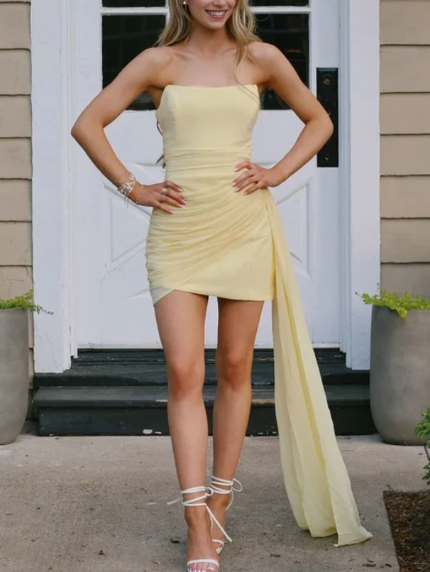 Luolandi Lovely Simple Bateau Strapless Prom Dress Charming Homecoming Dress Sweetheart Graduation Dress Chic Birthday Party Dress