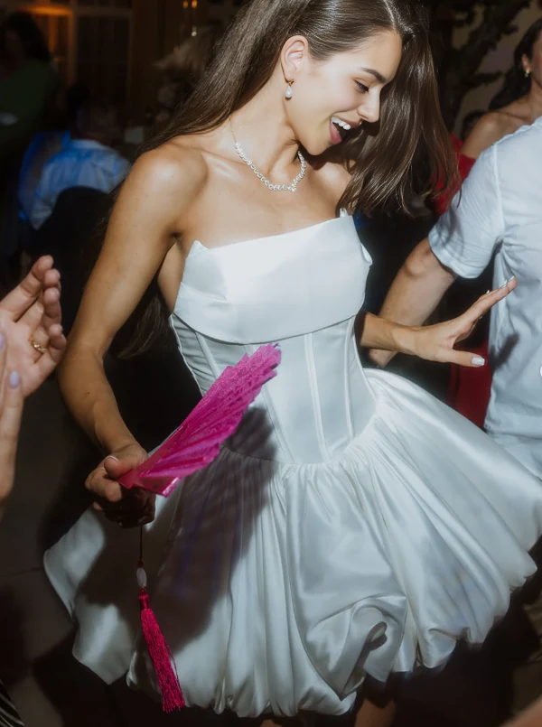 Luolandi Simple A Line Strapless Short Prom Dress Charming Homecoming Dress Lovely Graduation Dress Sweetheart Birthday Party Dress