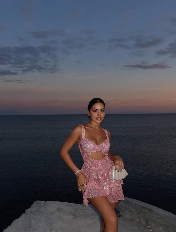 Luolandi Sparkly A Line Sleeveless Short Prom Dress Charming Homecoming Dress Lovely Graduation Dress Sweetheart Birthday Party Dress